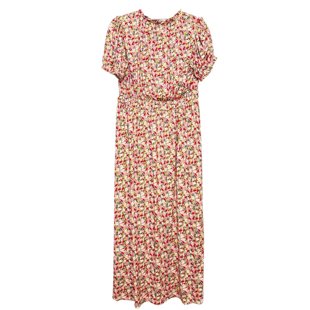 Boden Pink Floral Short Sleeve V-Neck Jersey Maxi Dress Women's Size US 8 UK 12 - Picture 5 of 5